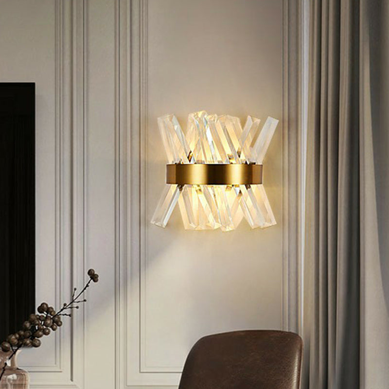 Modern Gold X-Shaped Wall Sconce With K9 Crystal - Bedroom Mount Lamp