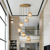 Prismatic Crystal Pendant Chandelier With Postmodern Cylindrical Design - Ideal For Stairways