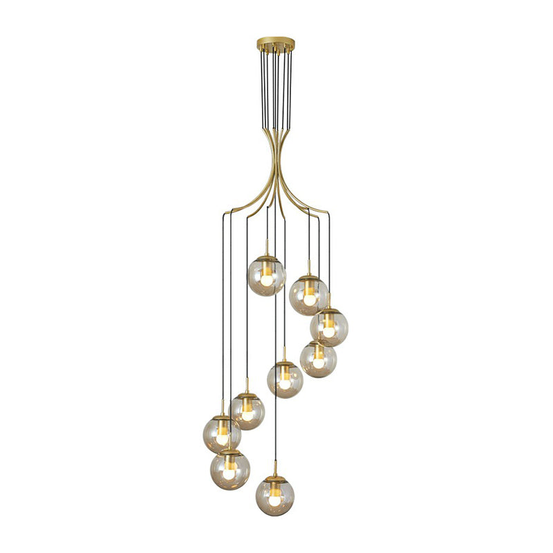 Postmodern Gold Cognac Glass Pendant Light Fixture For Villa 3 /