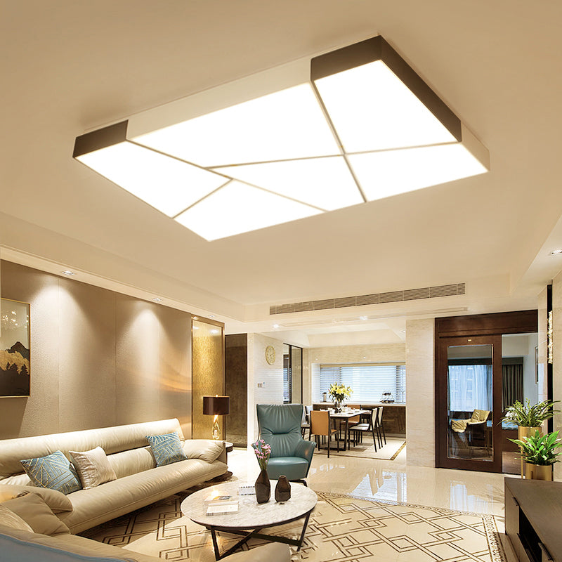 Modern Minimalist Led Ceiling Lamp: Black-White Acrylic Flush Mount Light For Living Room