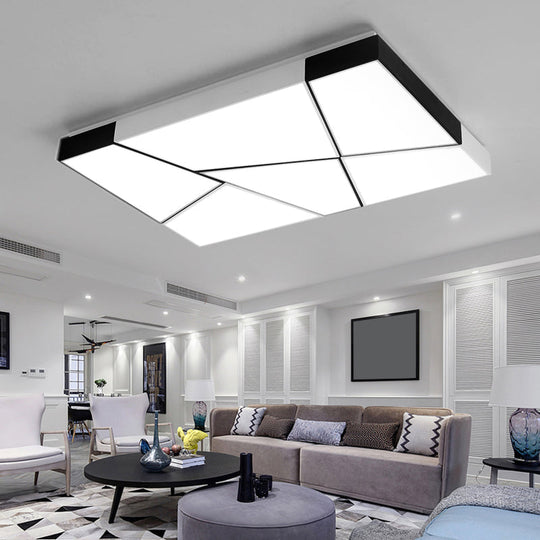 Modern Minimalist Led Ceiling Lamp: Black - White Acrylic Flush Mount Light For Living Room