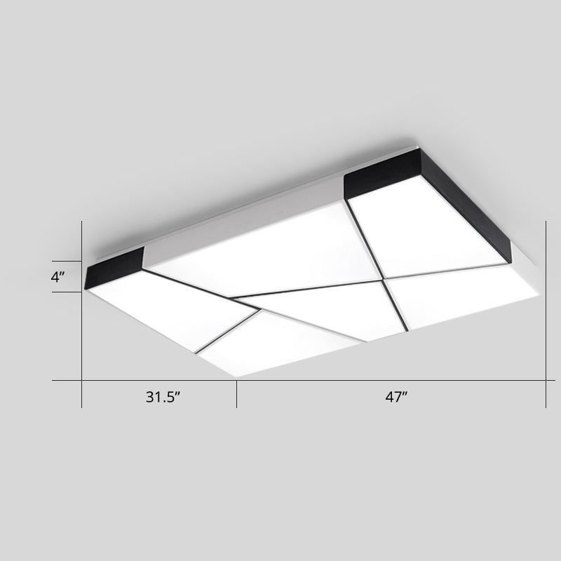 Modern Minimalist Led Ceiling Lamp: Black-White Acrylic Flush Mount Light For Living Room White / 47