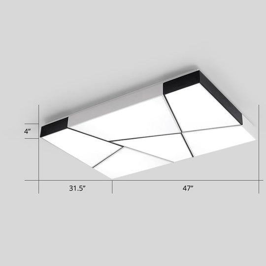 Modern Minimalist Led Ceiling Lamp: Black-White Acrylic Flush Mount Light For Living Room White / 47