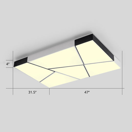 Modern Minimalist Led Ceiling Lamp: Black - White Acrylic Flush Mount Light For Living Room White /