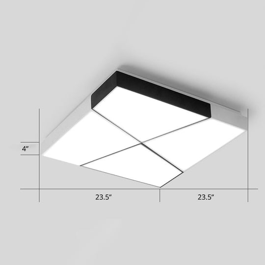Modern Minimalist Led Ceiling Lamp: Black-White Acrylic Flush Mount Light For Living Room White /
