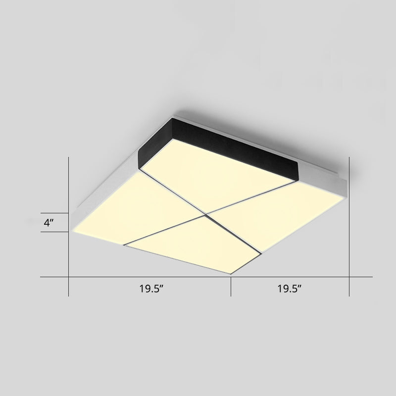Modern Minimalist Led Ceiling Lamp: Black-White Acrylic Flush Mount Light For Living Room White /