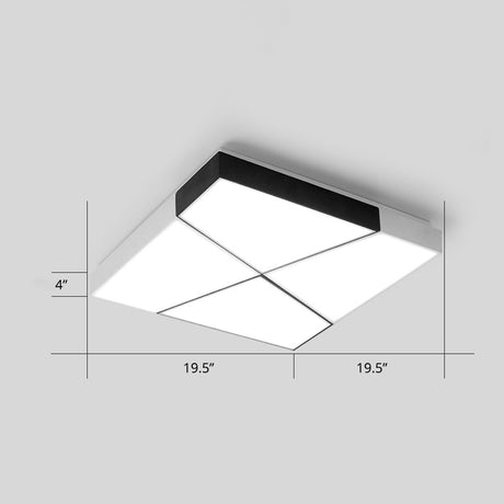 Modern Minimalist Led Ceiling Lamp: Black-White Acrylic Flush Mount Light For Living Room White /