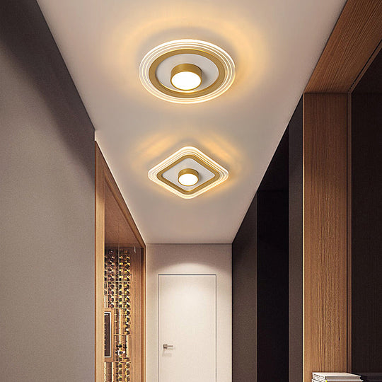Minimalist Gold Led Flushmount Foyer Light Small Acrylic Ceiling Flush Mount