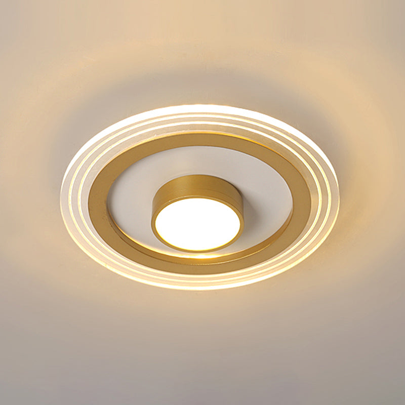 Minimalist Gold Led Flushmount Foyer Light Small Acrylic Ceiling Flush Mount / Third Gear Round