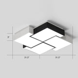 Modern Led Pinwheel Flush Mount Nordic Ceiling Light For Bedroom - Black And White Metal Finish