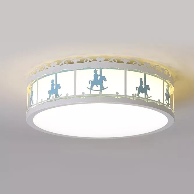 Colorful Round Ceiling Light For Kindergarten With Acrylic Flush Mount Blue