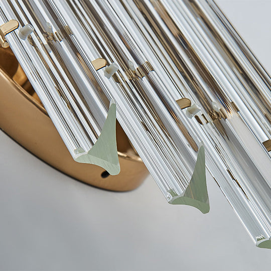 Minimalist Led Wall Sconce Light With K9 Crystal Strip - Rhombus Design For Living Room