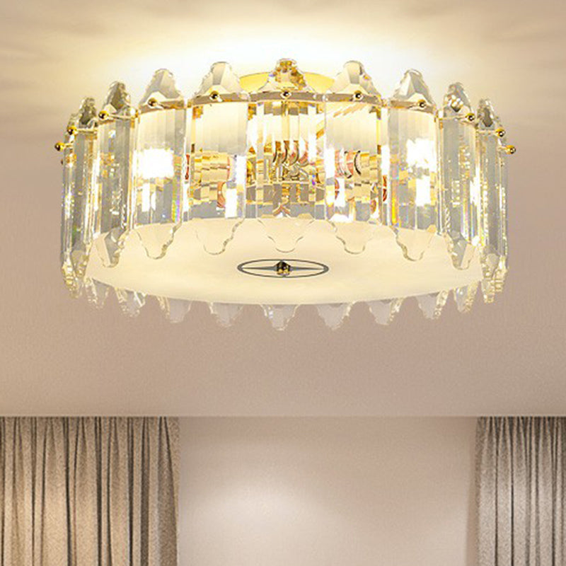 Clear Crystal Flush Mount Ceiling Light Fixture - Elegant 6 - Light Lighting For Bedroom