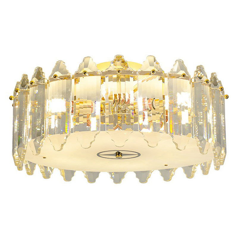 Clear Crystal Flush Mount Ceiling Light Fixture - Elegant 6-Light Lighting For Bedroom