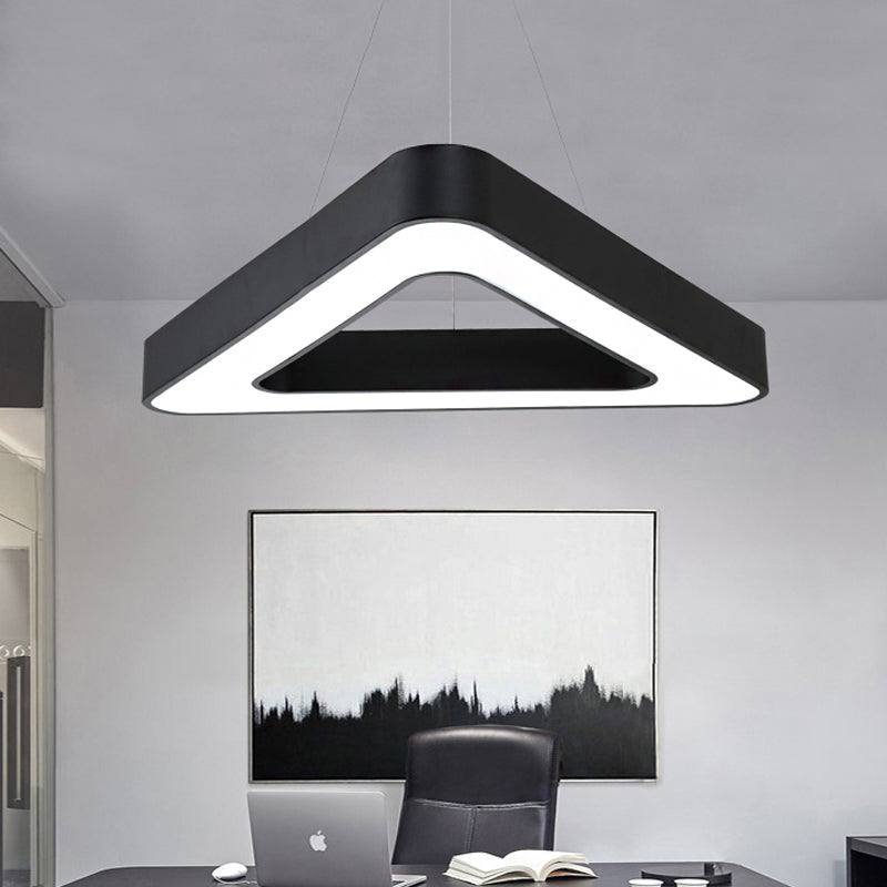 Modern Triangle Pendant Lamp With Led Lighting For Offices - Available In White Or Black Finish / 18