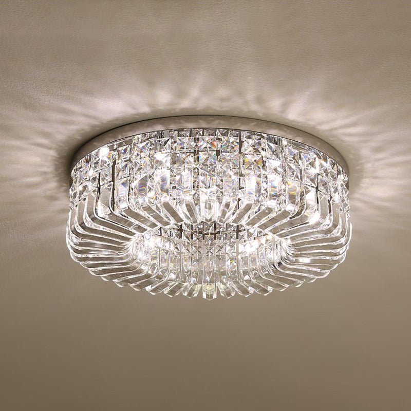 Minimalist Flush Light: Crystal Shade Bedroom Ceiling Lamp Chrome / 16’