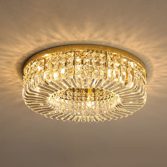 Minimalist Flush Light: Crystal Shade Bedroom Ceiling Lamp Gold / 16