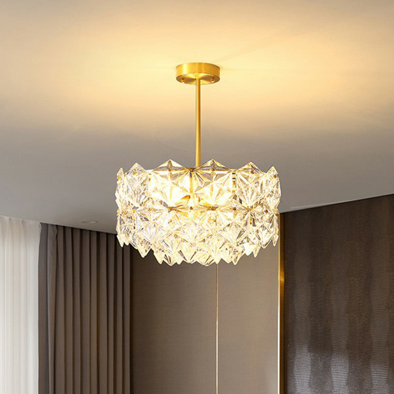 Gold Crystal Hexagonal Modernist Chandelier For Dining Room