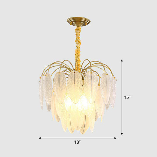 White Glass Leaf Pendant Light With Modern Gold Finish 4 /