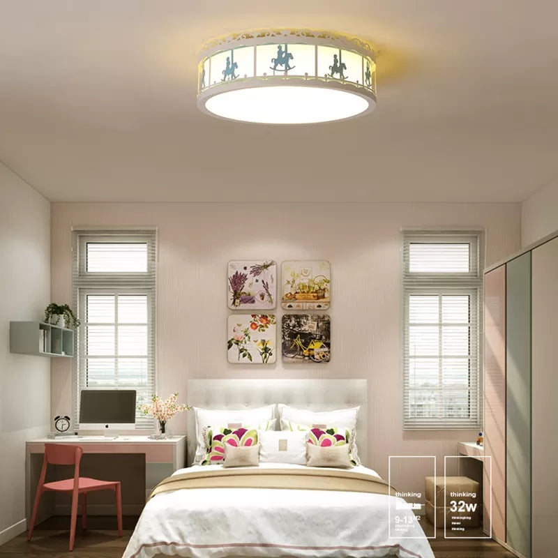 Colorful Round Ceiling Light For Kindergarten With Acrylic Flush Mount