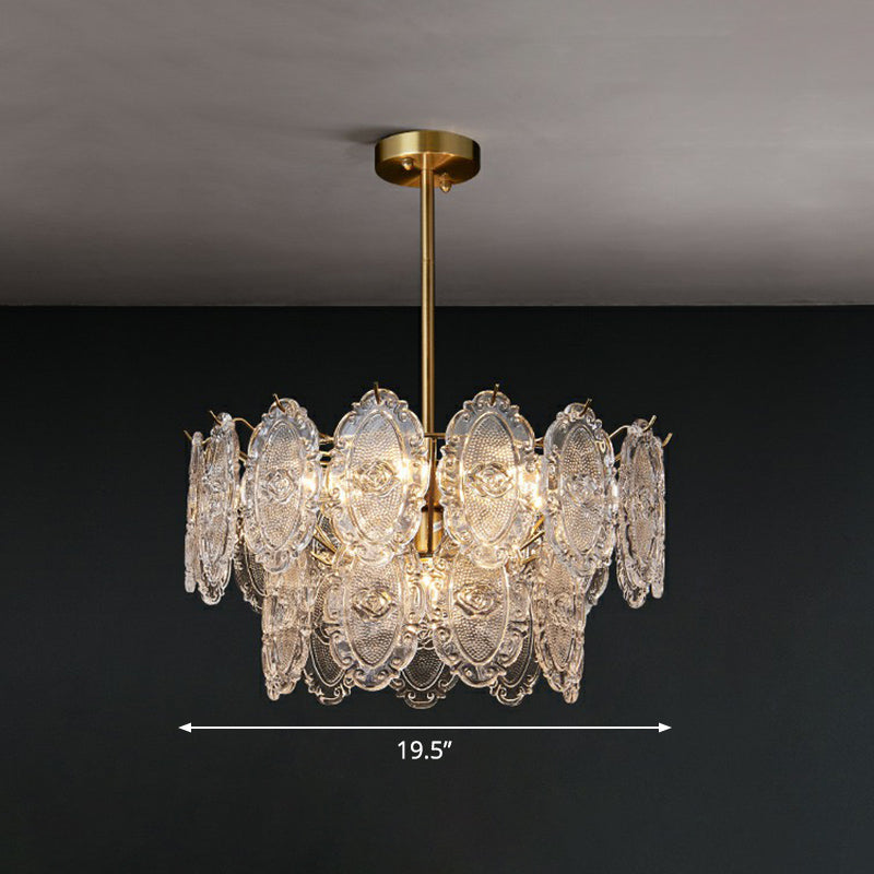 Modern Glass Gold Chandelier - Tiered Pendant Lighting For Dining Room 7 /