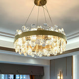 K9 Crystal Loop Pendant Light: Minimalist 8-Bulb Gold Plated Chandelier