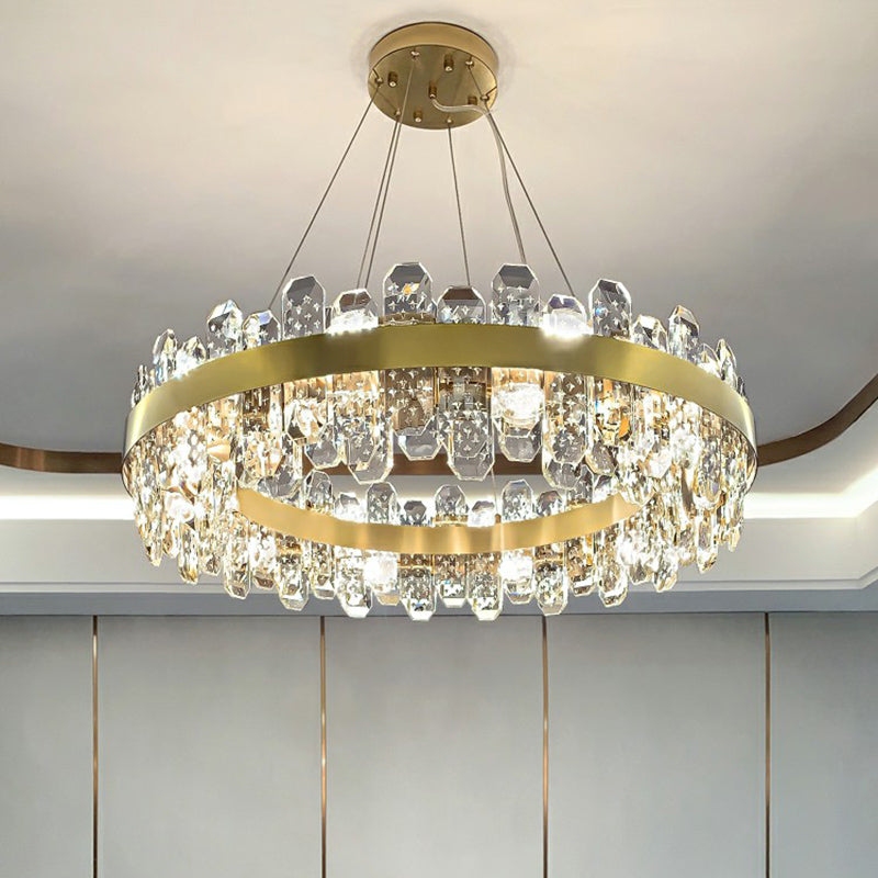 Minimalist Gold Plated Crystal Pendant Light With 8 Bulbs