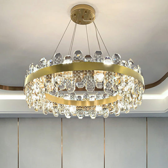 Minimalist Gold Plated Crystal Pendant Light With 8 Bulbs