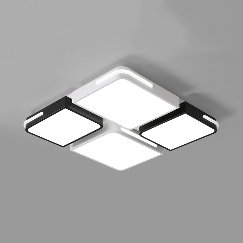 Contemporary Square/Rectangle Acrylic Flush Pendant Light - Led White Mount Lighting (21.5/37.5