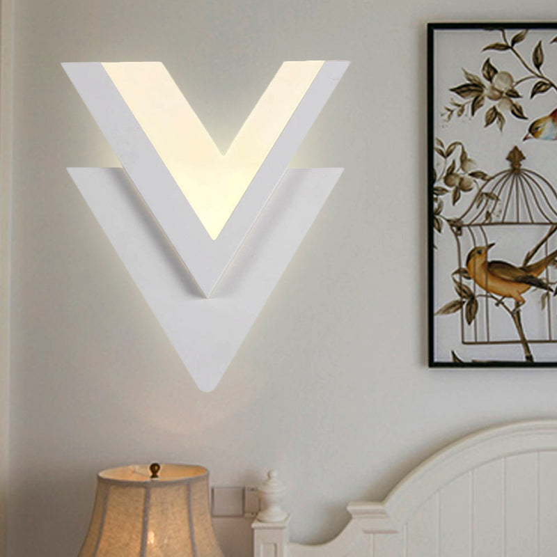 Double-V Acrylic Led Wall Sconce Light Fixture In Warm/White For Simplicity The Bedroom White /