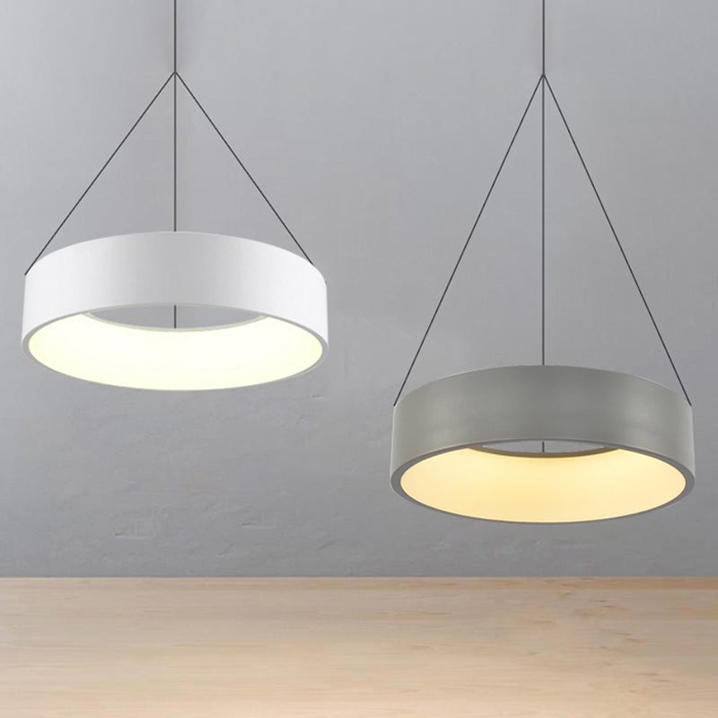 Sleek Metal Pendant Ceiling Light - Simple Design Gray Or White 1 Head Warm/White 18 23.5 Wide /