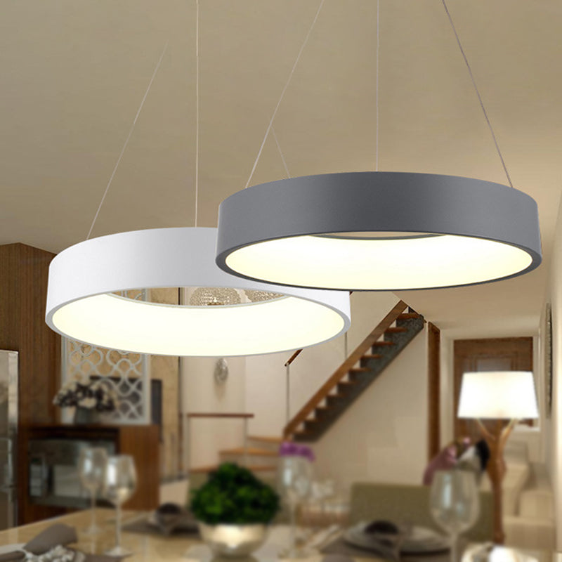 Sleek Metal Pendant Ceiling Light - Simple Design Gray Or White 1 Head Warm/White 18 23.5 Wide Grey