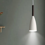 Modern Metallic Cone Pendant Lamp With Curved Design For Restaurants White