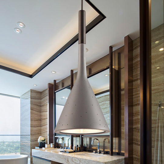 Sleek Conical Pendant Light - Iron Simple Style Monochrome Dining Table Lamp