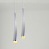 Modern Tapered Ceiling Light: Gray/Red Led Metal Pendant Fixture For Living Room In