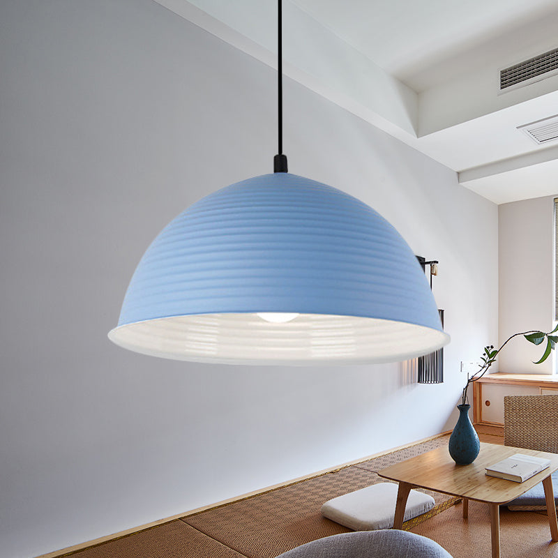 Cafe Store Ridged Domed Pendant Light - Aluminum 12/16 1 Nordic Style Suspension Lamp