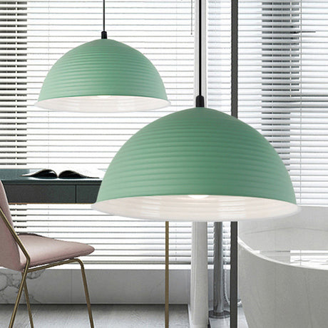 Cafe Store Ridged Domed Pendant Light - Aluminum 12/16 1 Nordic Style Suspension Lamp