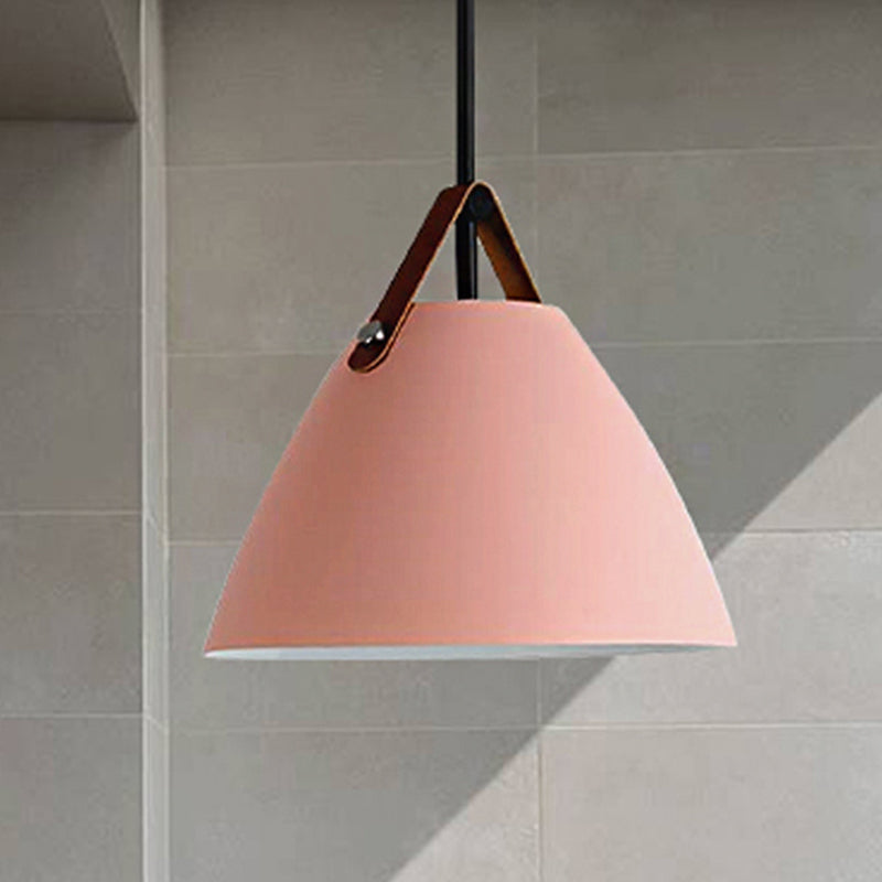 Nordic Curved Coolie Pendant Light - Sleek Aluminum Hanging Lamp In Chic Black/Blue/Grey/Pink/White