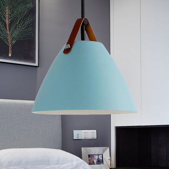 Modern Nordic Curved Coolie Pendant Light - Aluminum Hanging Lamp Single Black/Blue/Grey/Pink/White