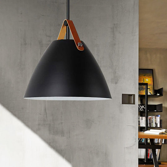 Modern Nordic Curved Coolie Pendant Light - Aluminum Hanging Lamp Single Black/Blue/Grey/Pink/White