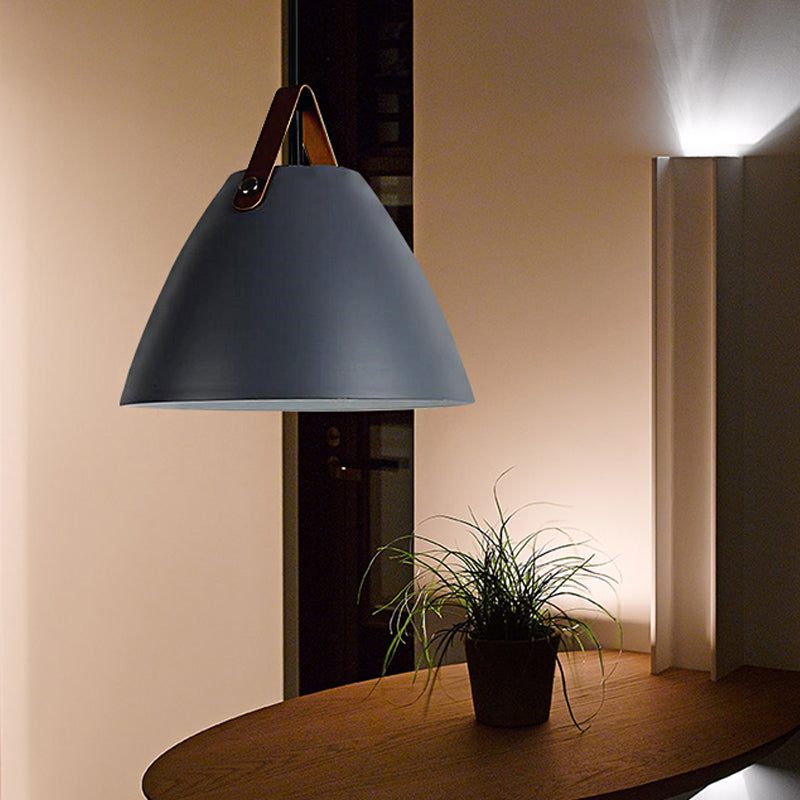 Modern Nordic Curved Coolie Pendant Light - Aluminum Hanging Lamp Single Black/Blue/Grey/Pink/White