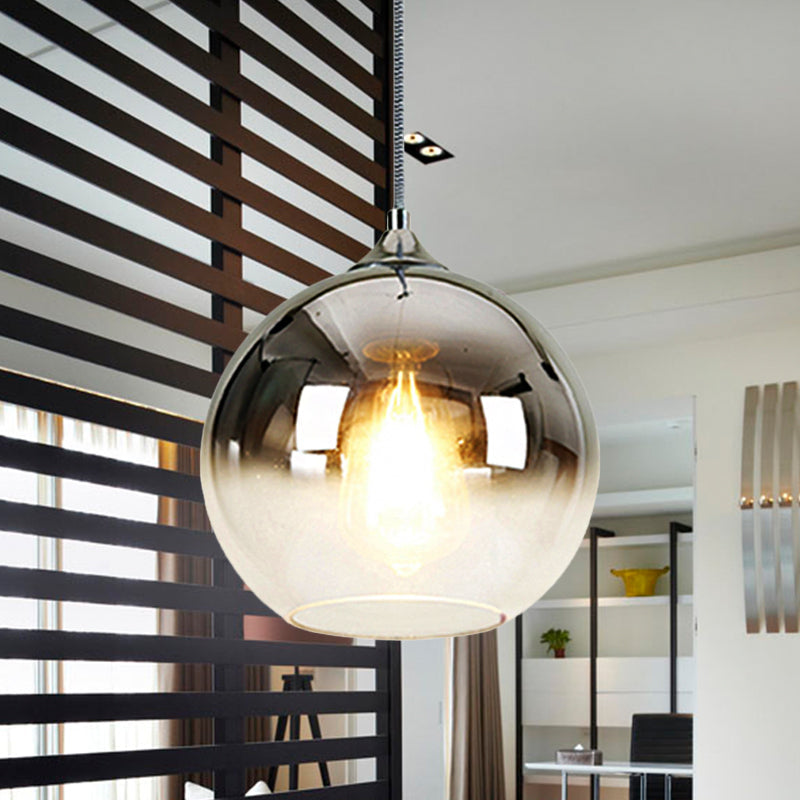 Nordic Glass Globe Pendant Lighting – 1 Light 8’/10’/12’ Width Available In Sliver Gold And Rose