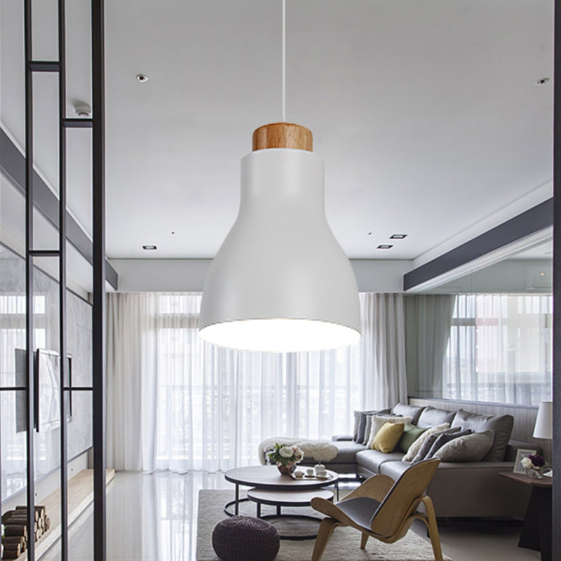 Nordic Half-Bottle Pendant Light - Stylish Metallic Hanging For Balcony And Study Room White