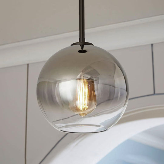 Nordic Glass Globe Pendant Lighting - 1 Light Sliver/Gold Finish 8/10/12W Silver / 8