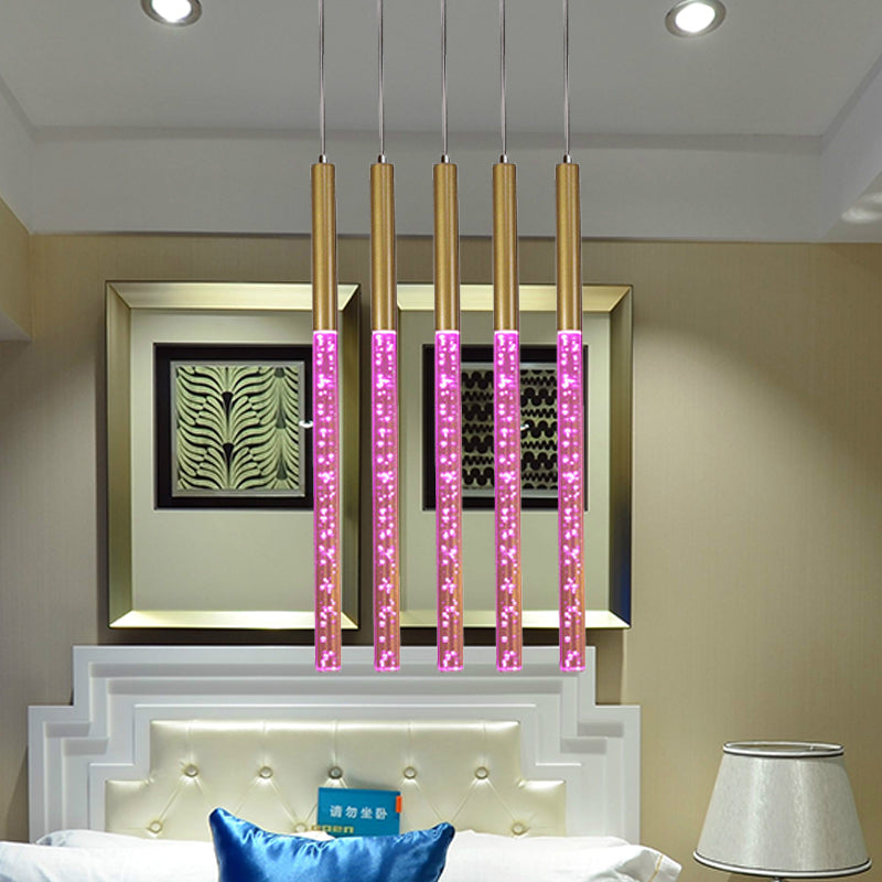 Modern Crystal Hanging Pendant Light - 1-Light Gold Ceiling Lamp For Bars Warm/White/Purple