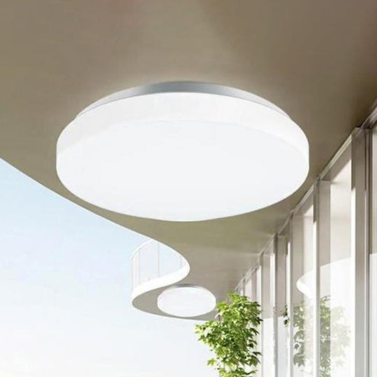 Modern Round Led Ceiling Light With Acrylic Shade - Metal White 7.5/9/12 Dia Flush Mount Fixture For