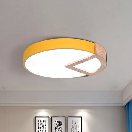 Wood Triangle Nordic Led Ceiling Lamp In 5 Colors (Warm/White) For Kindergarten Yellow / 12’ Warm