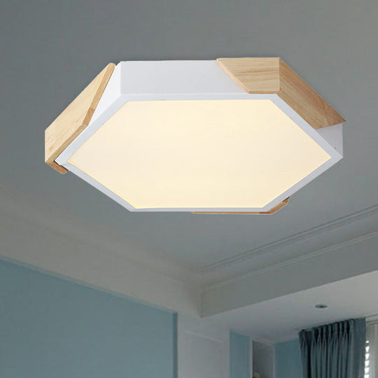 Hexagon Ceiling Light For Kindergarten - Slim Panel Macaron Loft Led In Warm