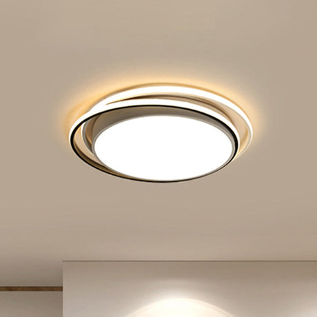 Modern Drum Flush Ceiling Light With Acrylic Diffuser - Integrated Led Black/White Ideal For Bedroom