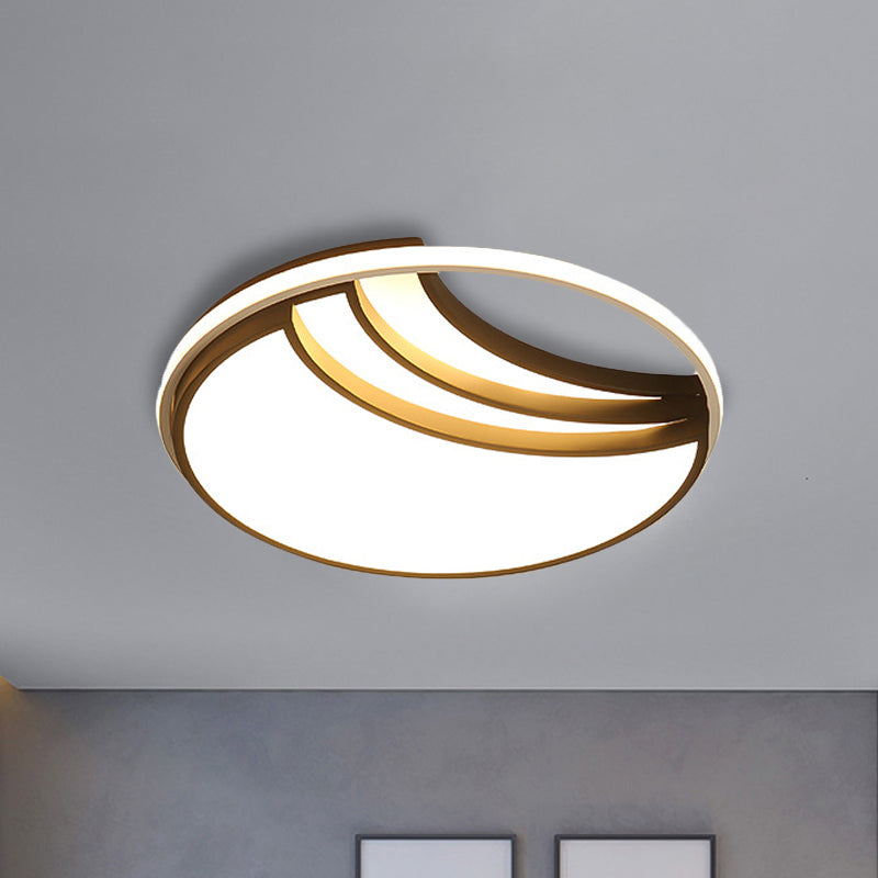 Modern Multi-Layer Flush Mount Ceiling Light - Metal Led Wide 18/23.5/35.5 Black Bedroom / 18 Round